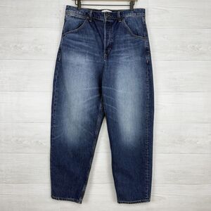 Banana‎ Republic High Rise Rigid Bow Jeans 31 Blue Horseshoe Barrel Leg NO BELT